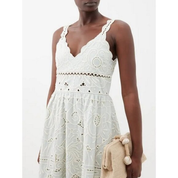 💕SEA NEW YORK💕 Blaire Eyelet Sleeveless Midi Dress ~ Blue 12 NWT - Picture 8 of 16